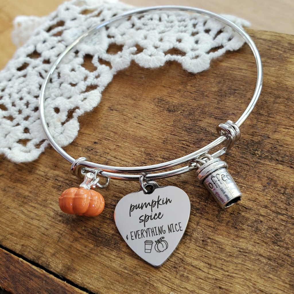 Pumpkin Spice Charm Bracelet Halloween Jewelry